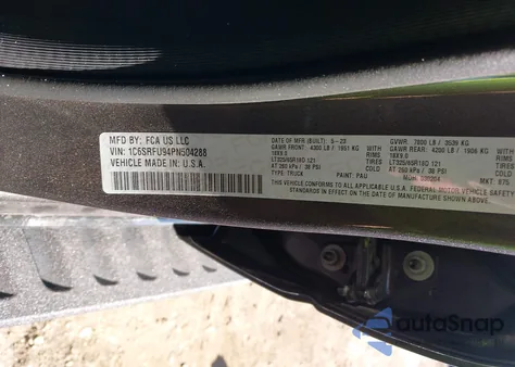 2023 Ram 1500 Trx 4X4 5'7 Box z USA, uszkodzony, nr VIN 1C6SRFU94PN504288